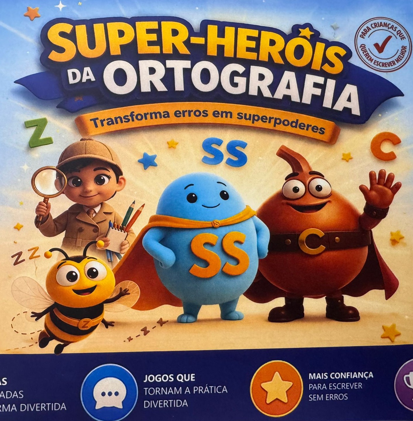 capa super herois ortografia